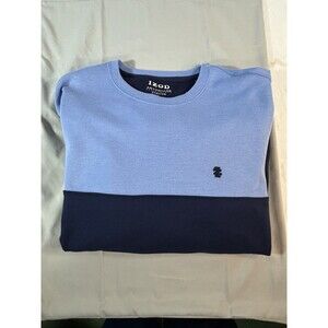 IZOD The Advantage Fleece Men's Crewneck Colorblock Pullover Logo L Blue/Navy